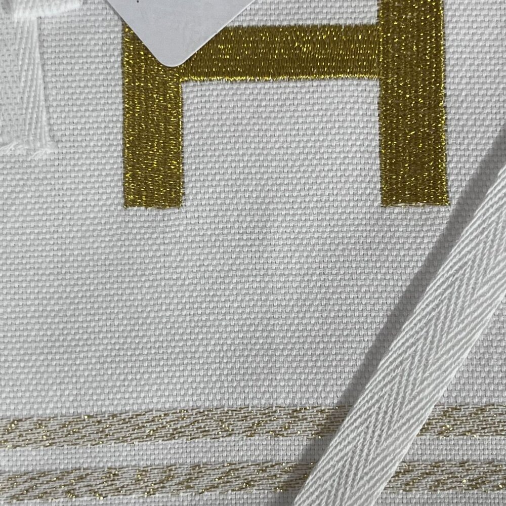 Williams Sonoma Gold Letter Monogrammed “H” Kitchen Towels Set/2 White NWT - Picture 3 of 3